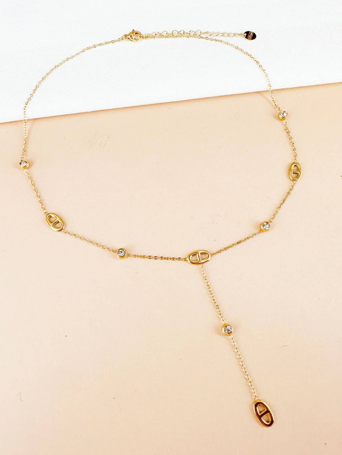 Collana a Y con strass in acciaio inossidabile