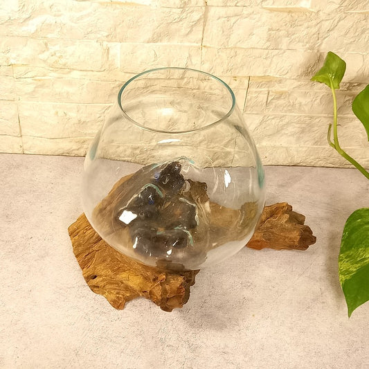 Vaso in Vetro Soffiato su Legno