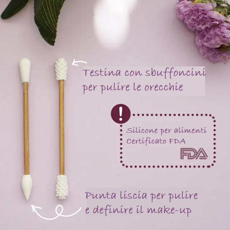 Cotton-Fioc Riutilizzabili in Cotone e Bambù 100% Organici