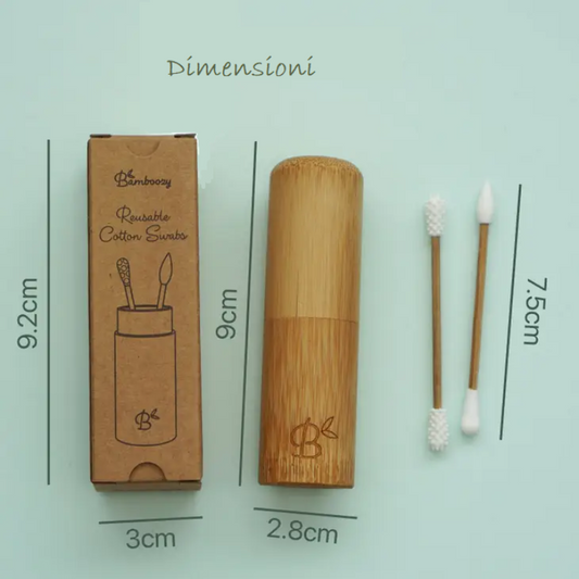 Cotton-Fioc Riutilizzabili in Cotone e Bambù 100% Organici