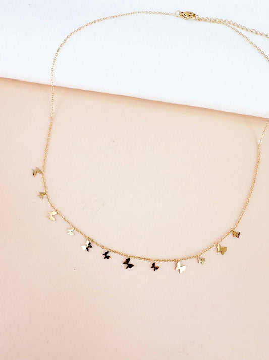 Collana con pendenti a forma di farfalla in acciaio inossidabile
