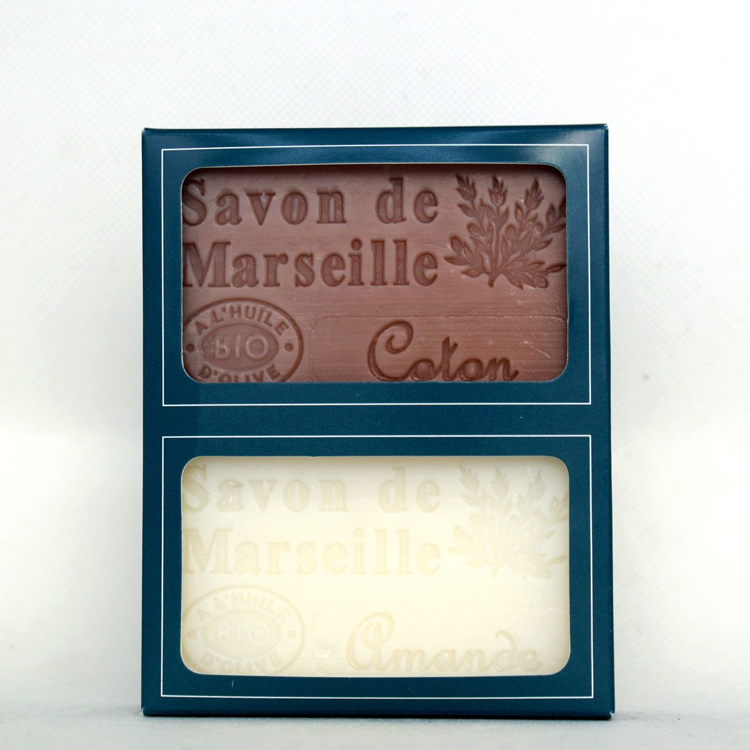 Set 2 saponi biologici Cotone e Mandorla
