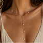 Collana sautoir a Y con strass in acciaio inossidabile