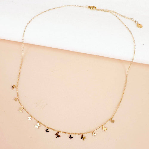 Collana con pendenti a forma di farfalla in acciaio inossidabile