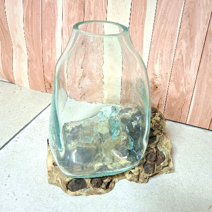 Blown Glass Vase on Wood